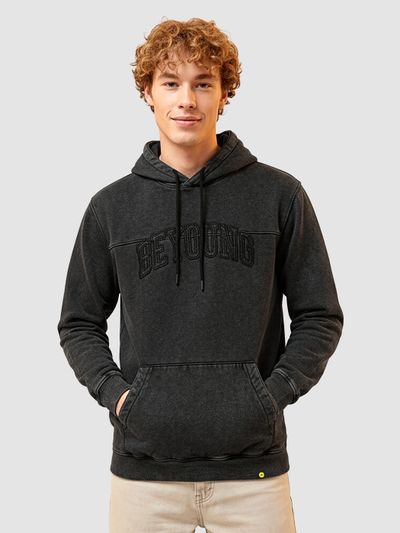 Light Grey Minimal Printed Hoodie