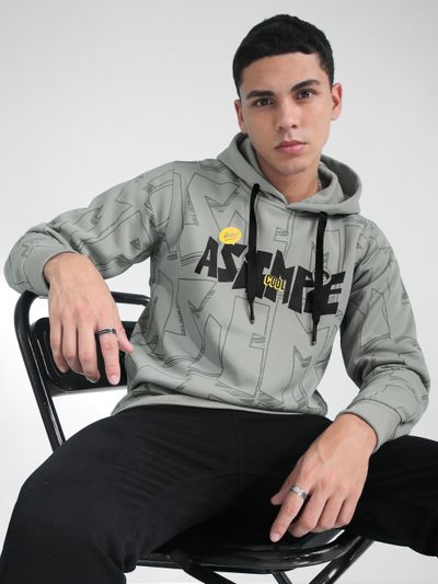 Light Grey Minimal Printed Hoodie